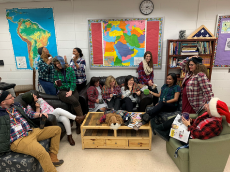 World Languages teachers celebrate spirit week with flannel.