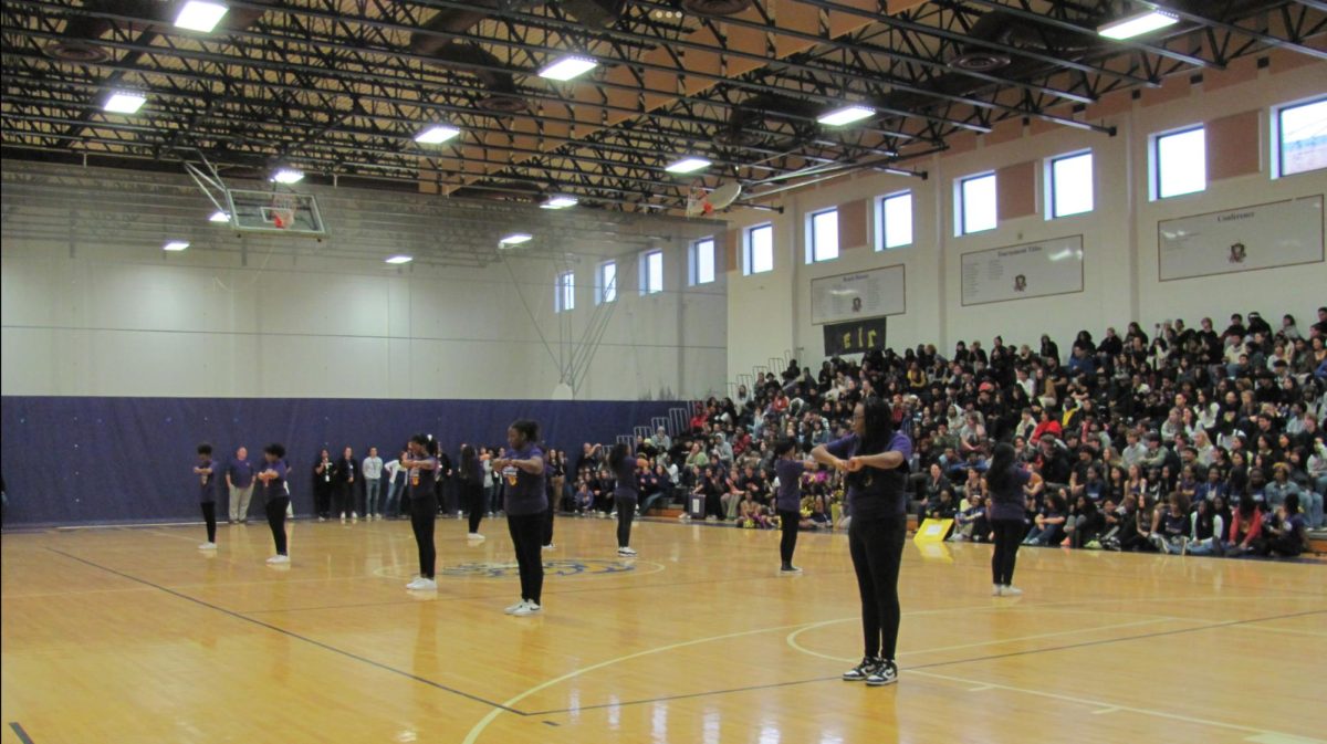 The+Step+Team+performs+at+the+Pep+Rally.