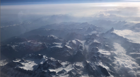 Photo taken on plane over the Swiss Alps
